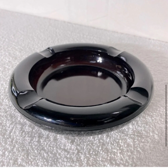 Vintage 1970s Brown Dark Glass Ashtray Trinket  Dish Heavy - Picture 6 of 10